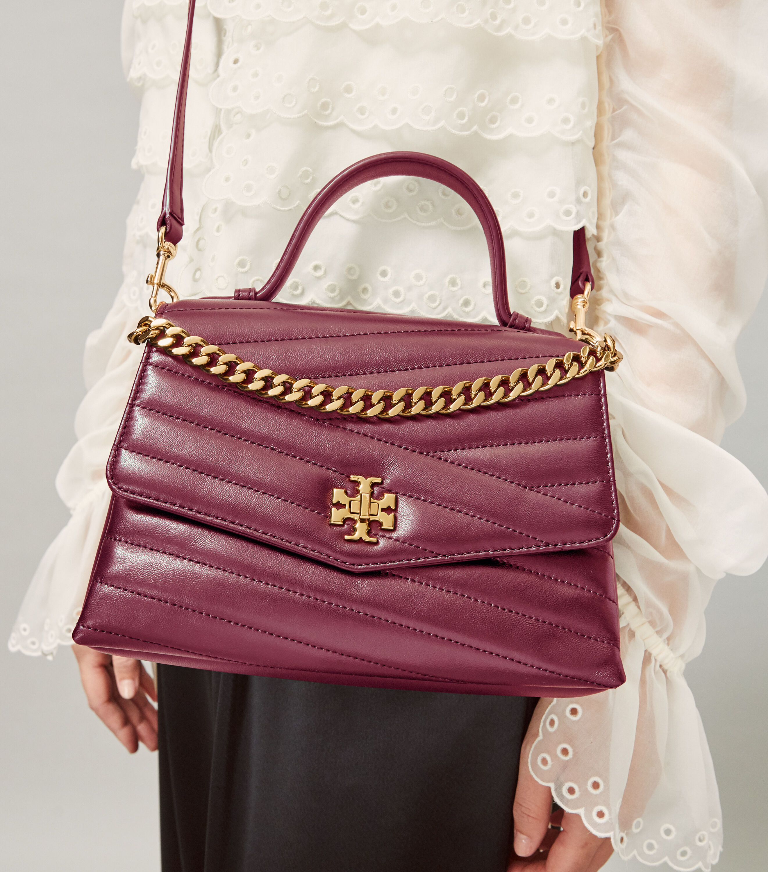Tory burch kira chevron top handle bag shop