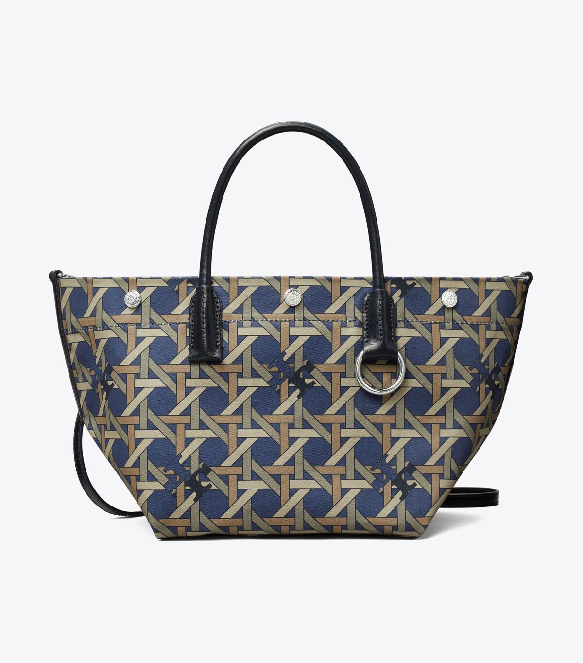 tory burch small canvas basketweave tote bag