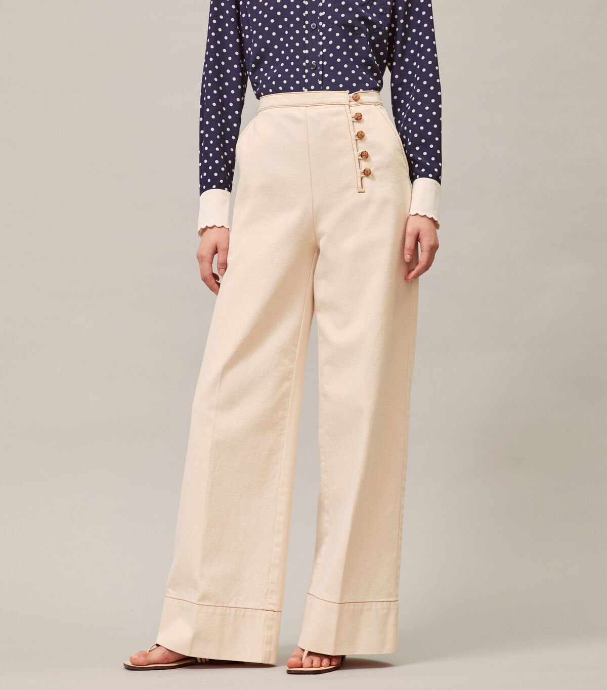 TWILL BUTTON-FRONT TROUSER | Tory Burch UAE
