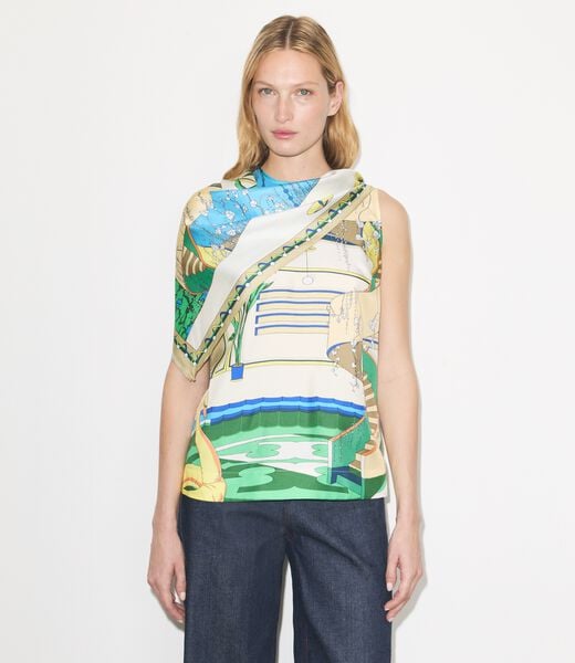 tory burch printed silk cape top