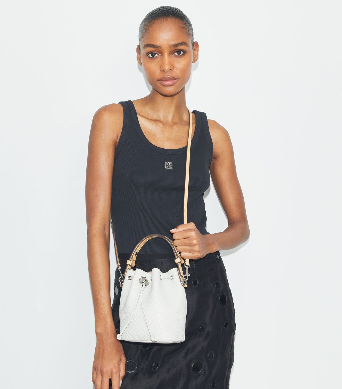 tory burch t monogram pebble mini bucket bag