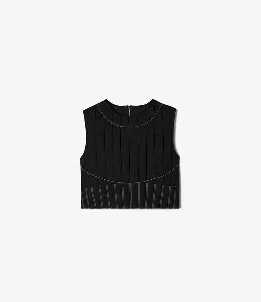 tory burch wool twill pleated top