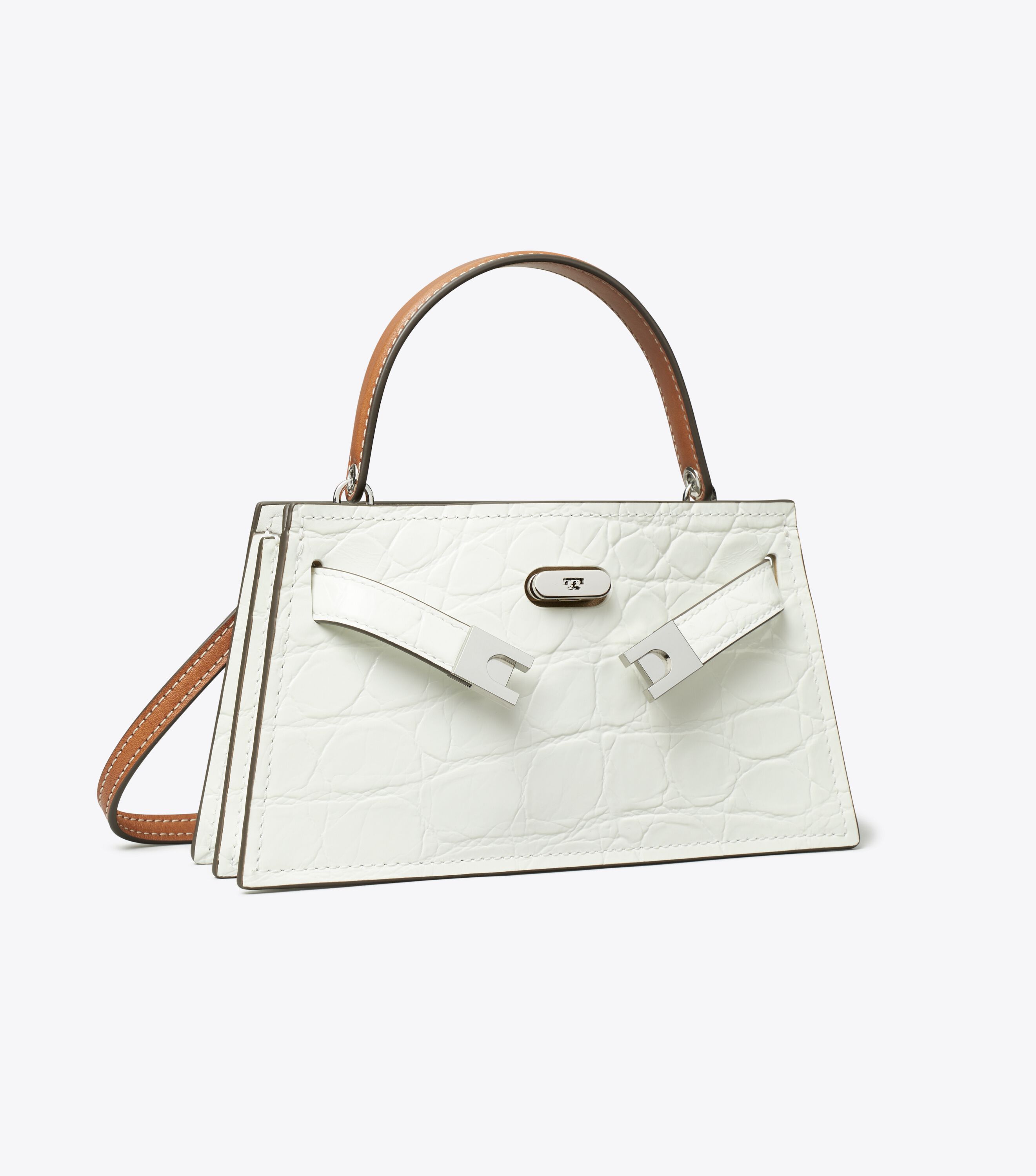 Petite Lee Radziwill Croc-Embossed Bag, Blanc | Tory Burch UAE