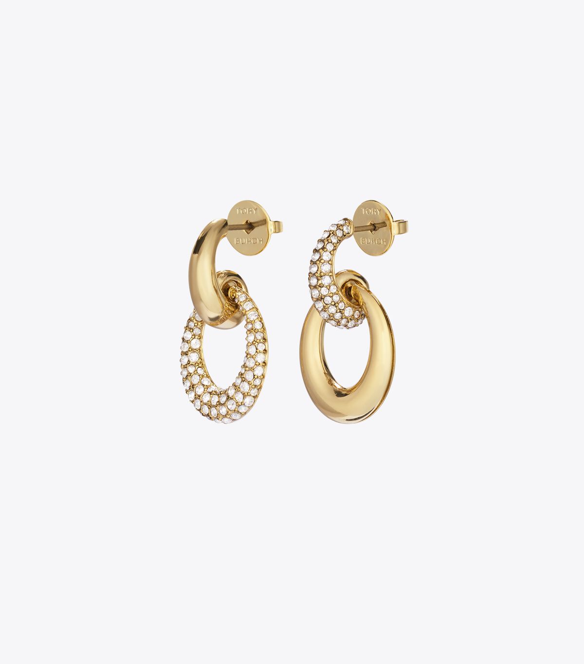 tory burch أقراط مثقوبة مرصعة بالألماس على شكل مطرقة باب