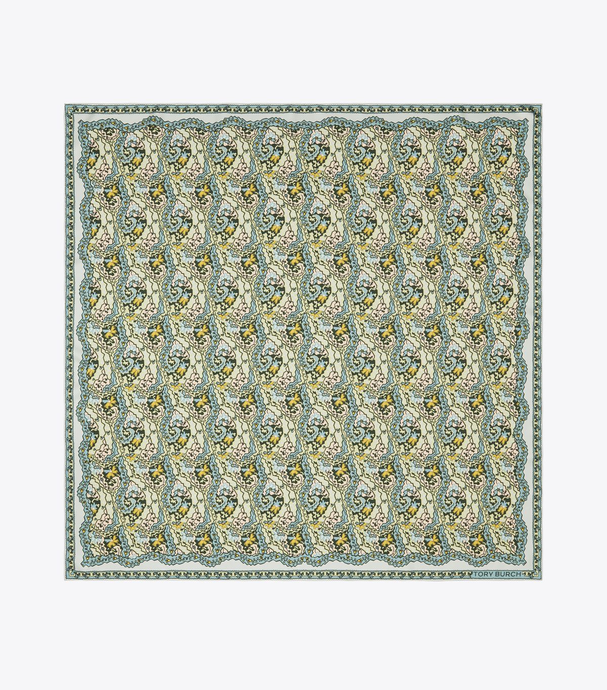 tory burch وشاح مربع من الحرير بنقشة بيزلي دريم