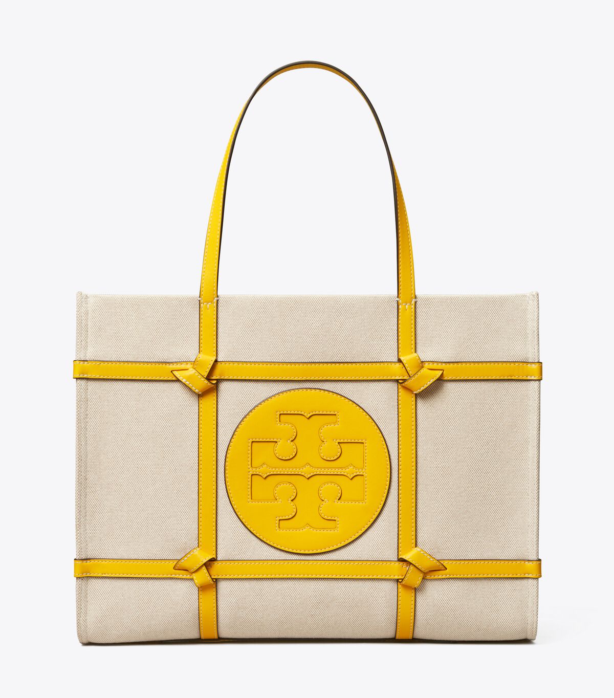 tory burch ella canvas quadrant knot tote bag