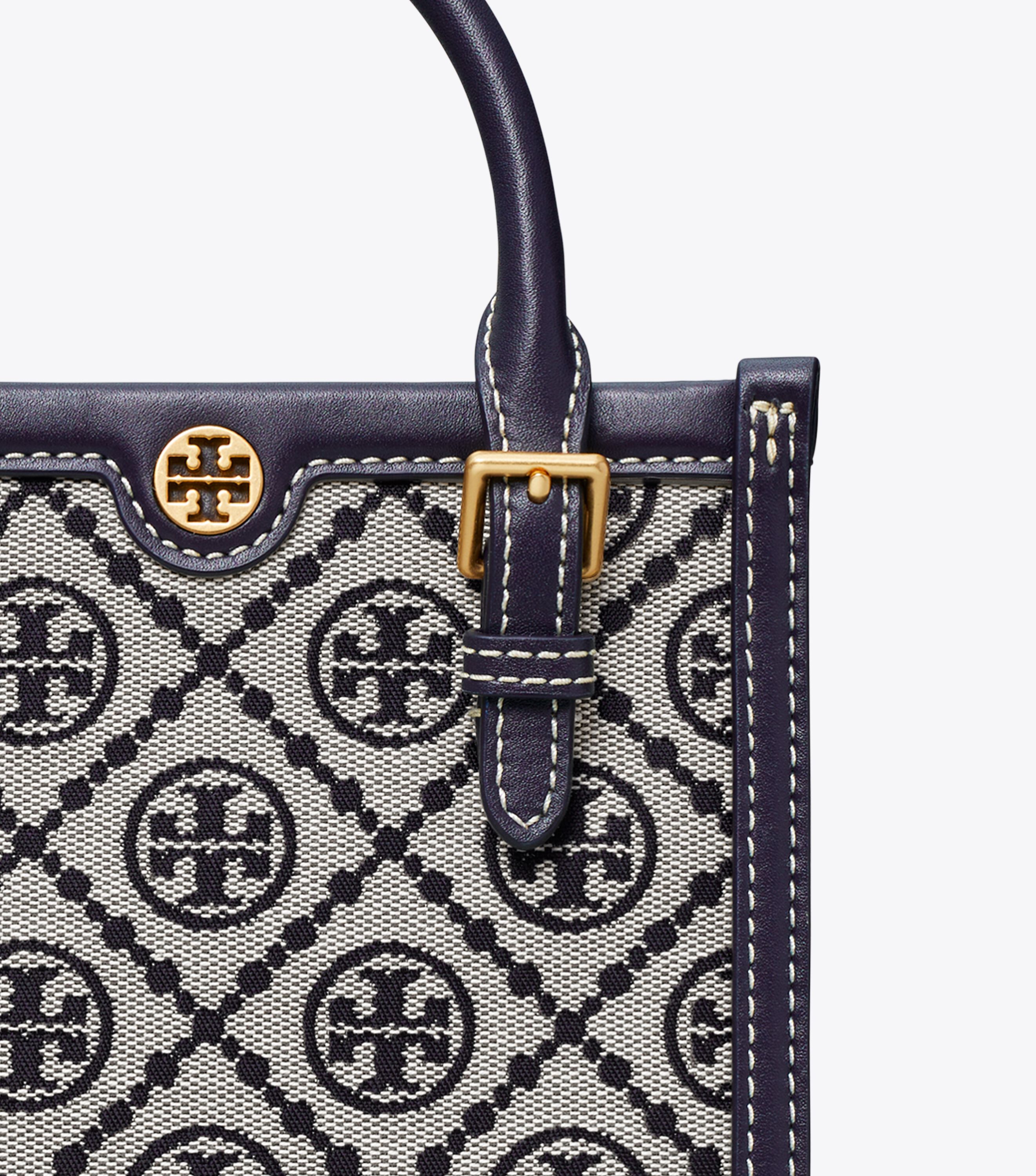 Mini T Monogram Tote, Tory Navy | Tory Burch UAE