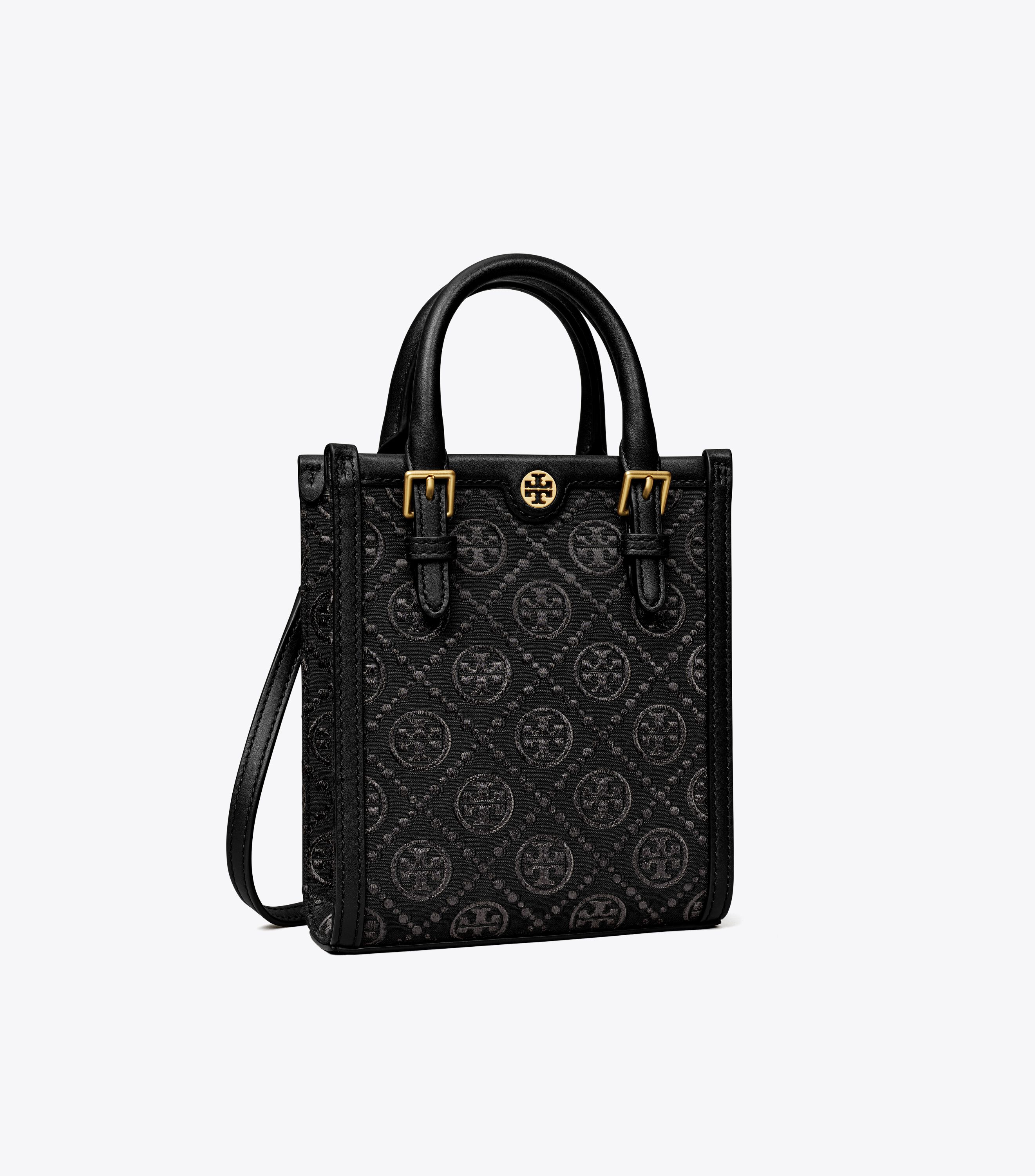 Mini T Monogram Tote, Black | Tory Burch UAE