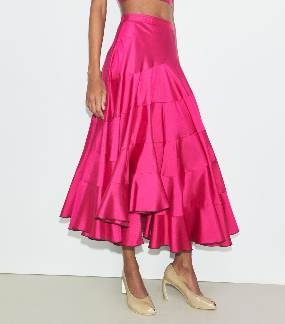 tory burch flared cotton silk skirt