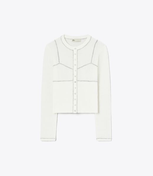 tory burch cotton and nylon mesh cardigan