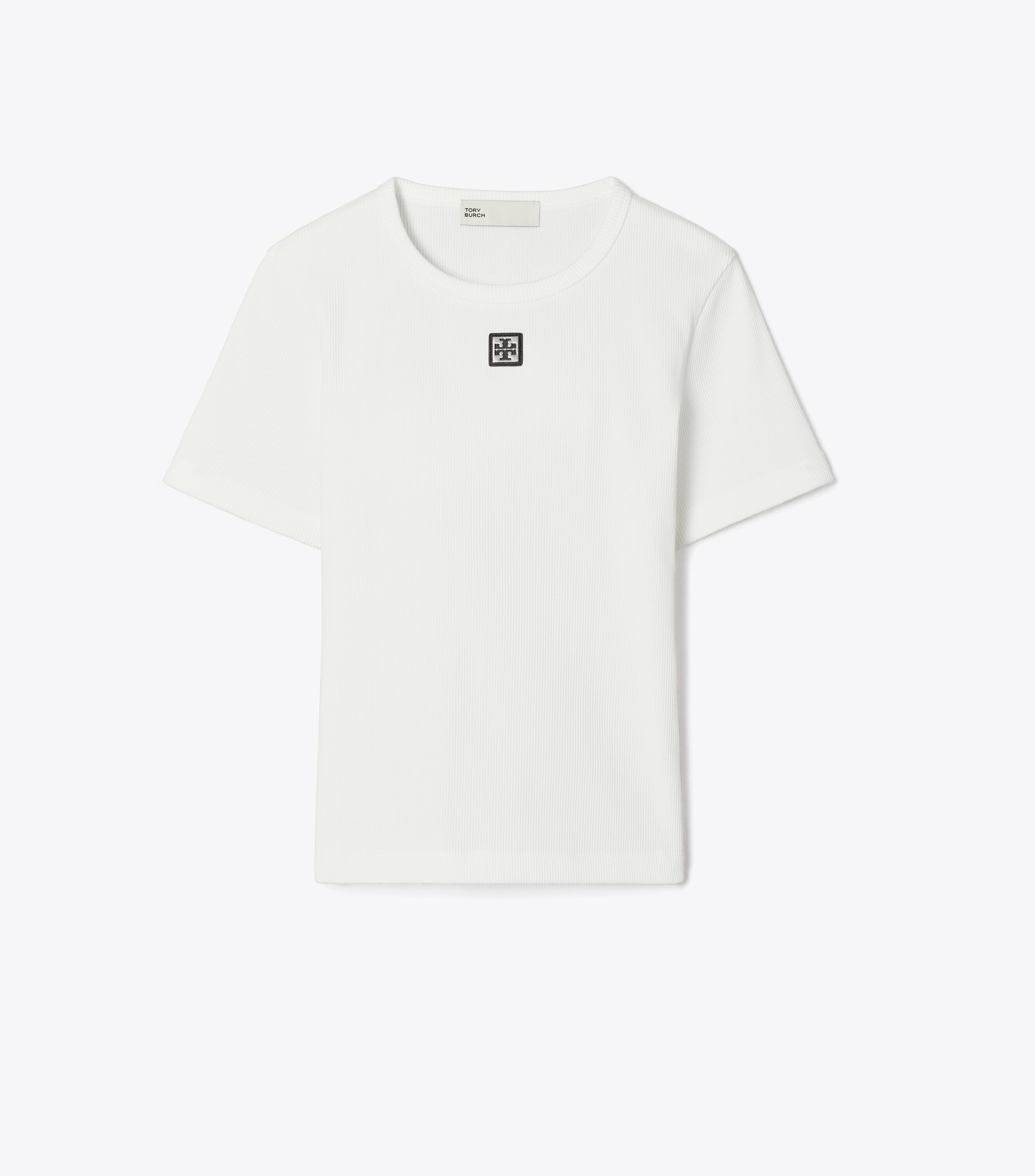 Cotton Rib T-Shirt, Snow White | Tory Burch UAE
