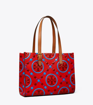 Small T Monogram Contrast Embossed Tote