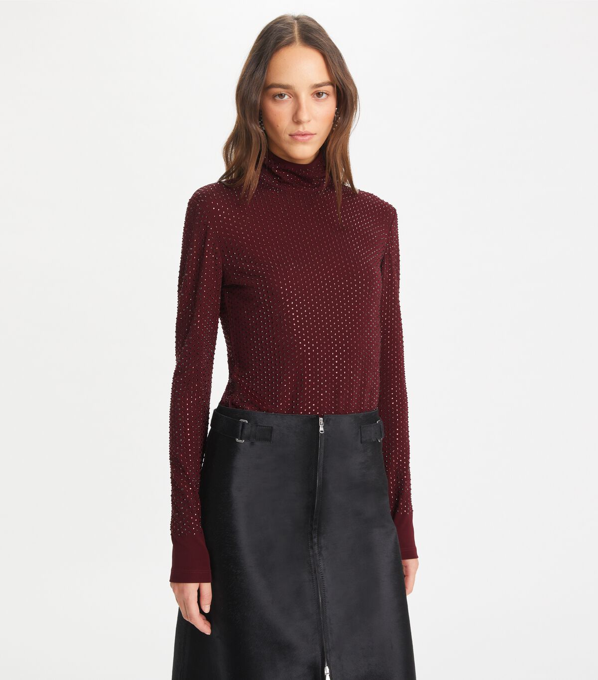 tory burch embellished viscose jersey turtleneck