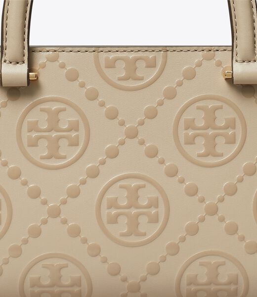 tory burch t monogram embossed small rectangular tote