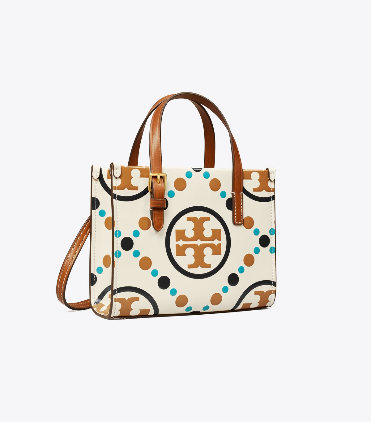 tory burch mini t monogram contrast embossed square tote