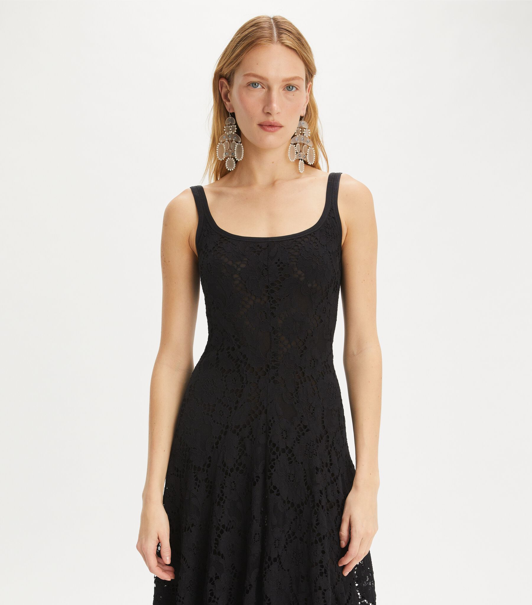 white lace peter pan collar dress Miss Circle Paola White Peter Pan Collar Beaded Sequin Mermaid Midi Dress S main image 1