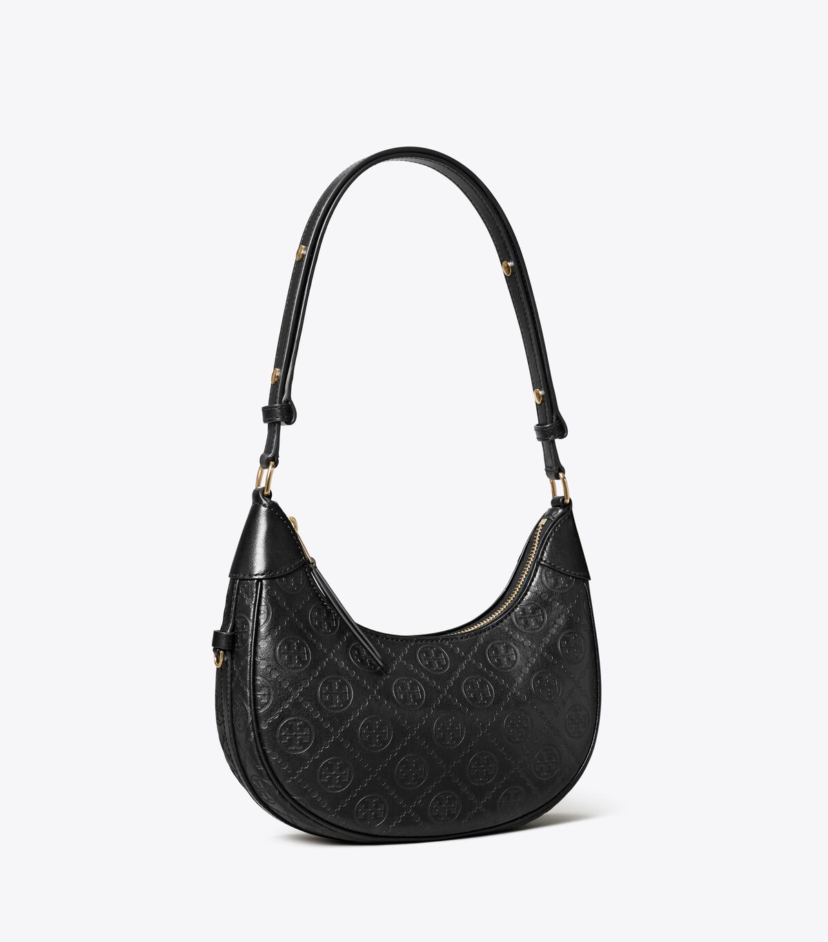 tory burch t monogram leather crescent bag