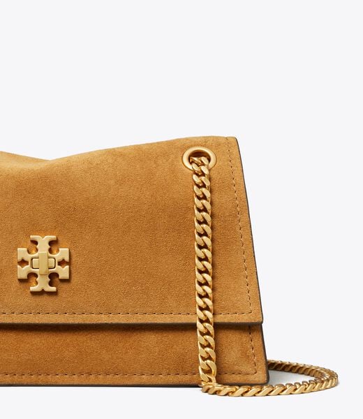 tory burch حقيبة كتف كيرا صغيرة من جلد الغزال بقفل دوار