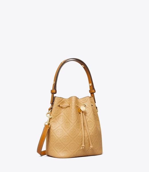 tory burch t monogram pebble bucket bag
