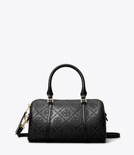 tory burch t monogram leather petite barrel bag