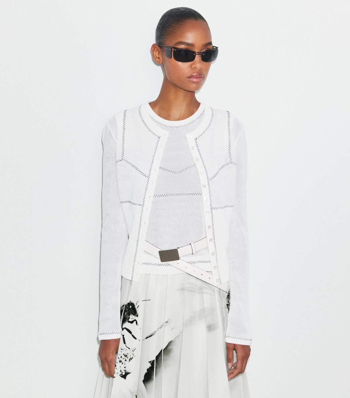 tory burch cotton and nylon mesh cardigan