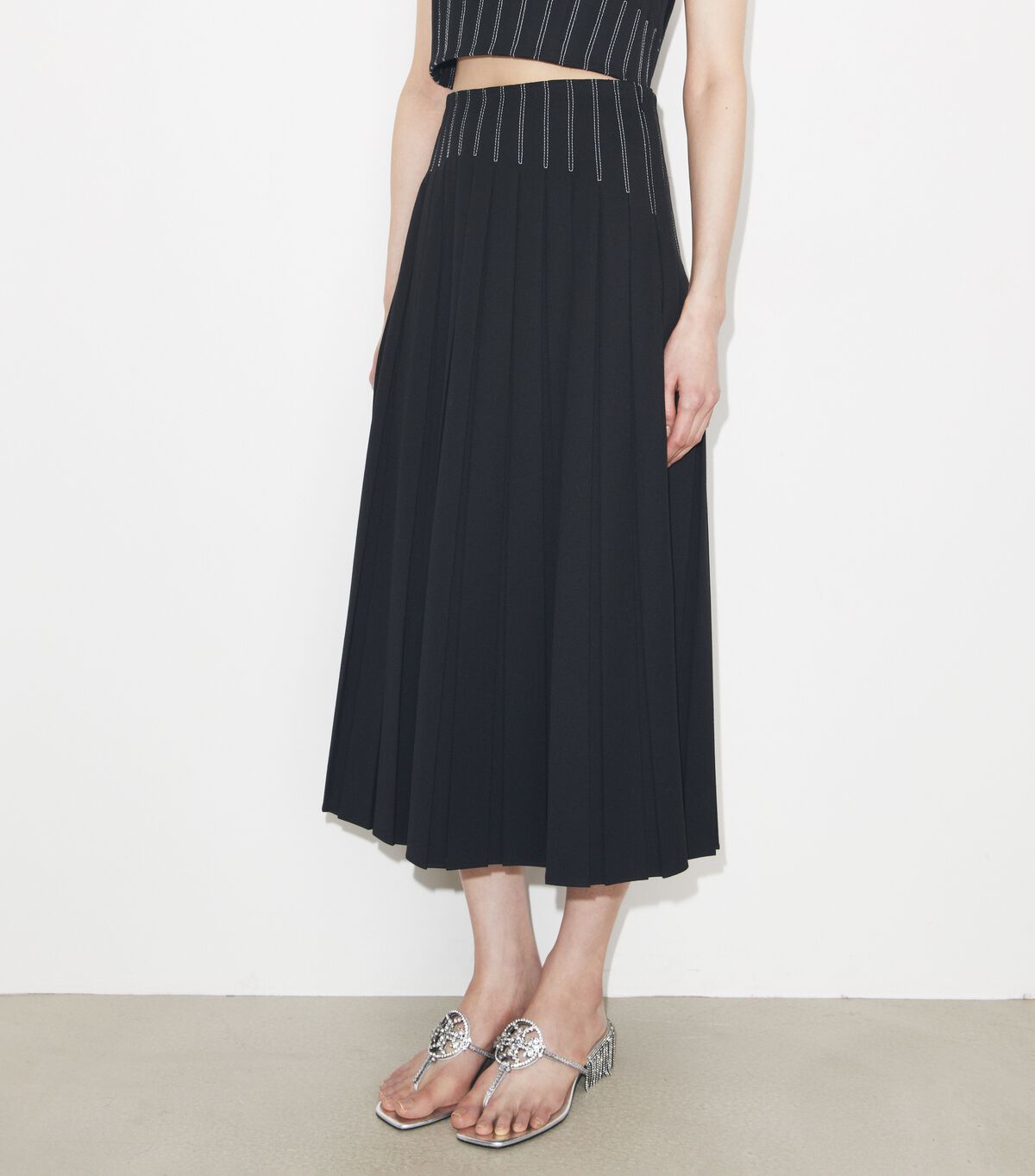 Wool Twill Pleated Skirt tory burch wool twill pleated skirt