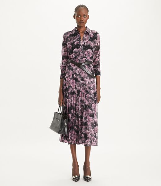 tory burch printed pleated silk dress