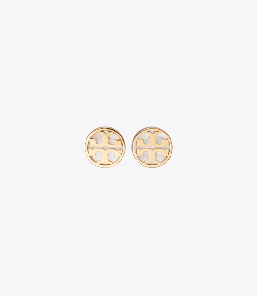 tory burch icon mother of pearl circle stud earrings