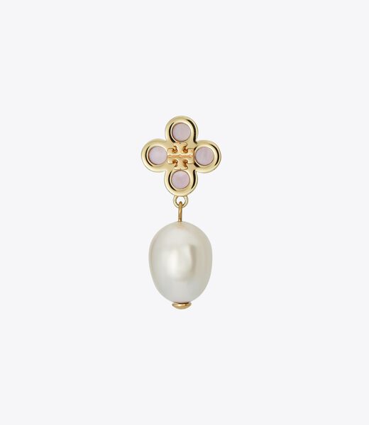tory burch kira clover pearl drop earring
