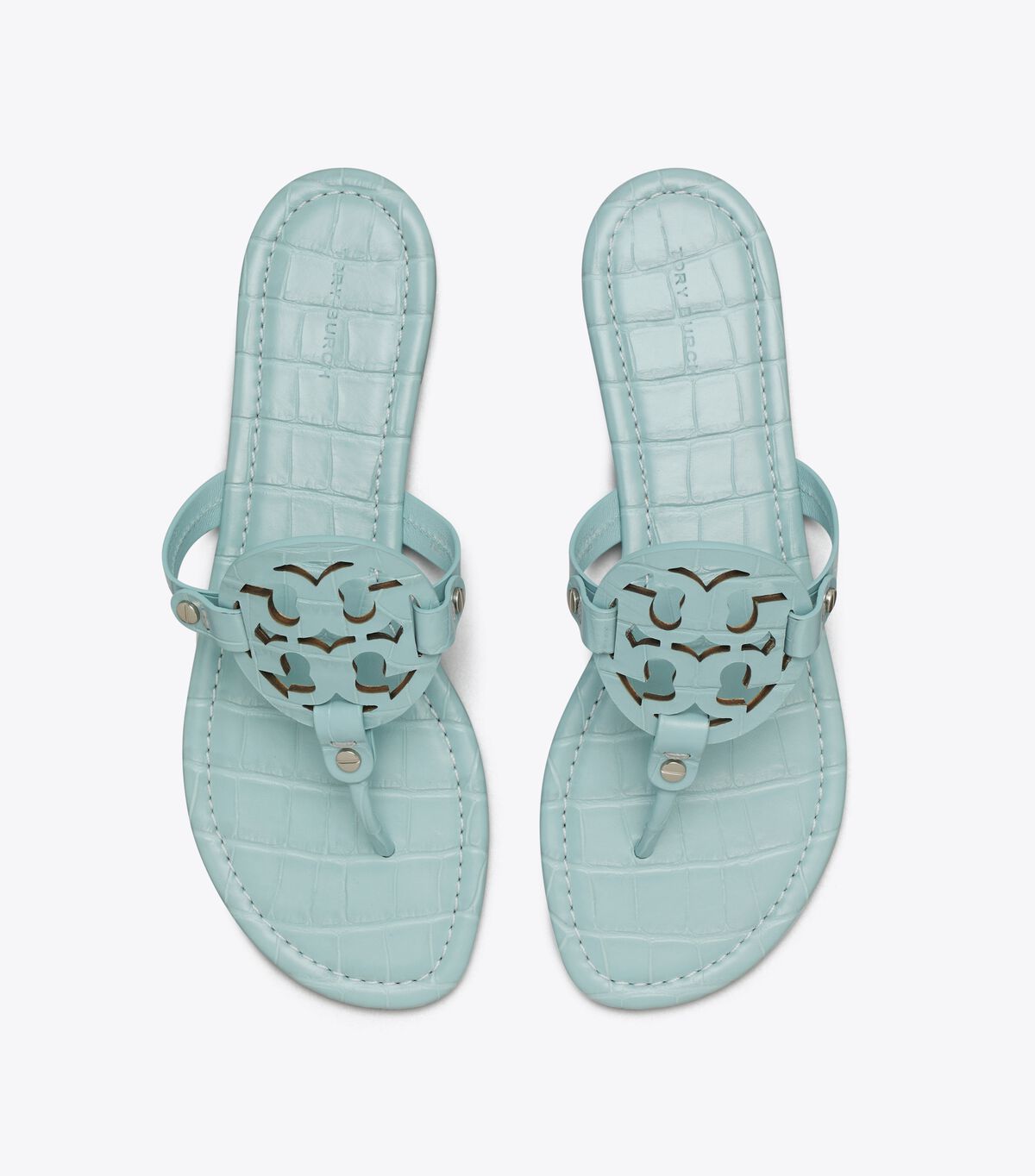tory burch miller croc embossed leather sandal