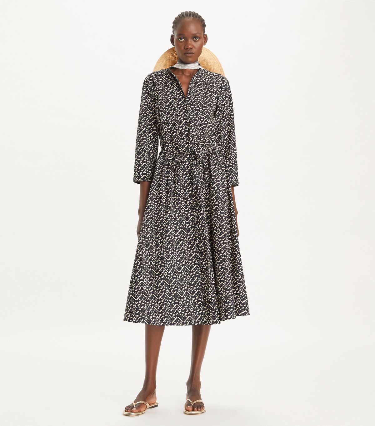 tory burch long printed poplin shirtdress