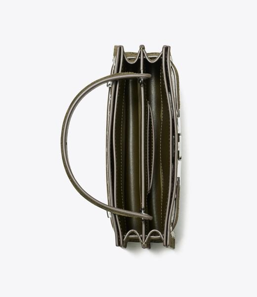 tory burch حقيبة ميني لي رادزيويل من جلد الغزال المرصع بمقبض علوي