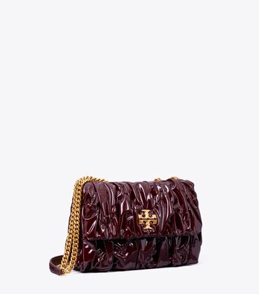 Small Kira Patent Ruched Convertible Shoulder Bag