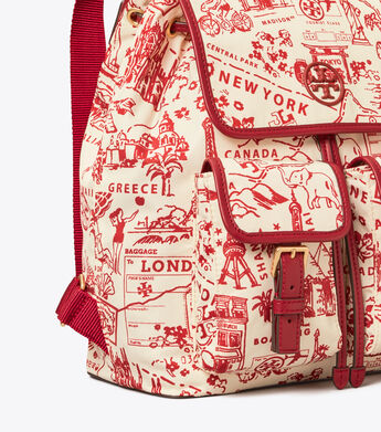 Perry Nylon Printed Flap Backpack