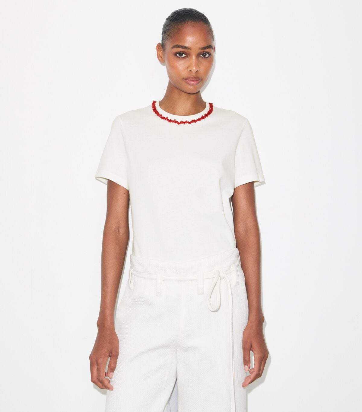 tory burch embellished cotton t shirt
