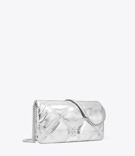 tory burch kira metallic diamond quilt chain wallet