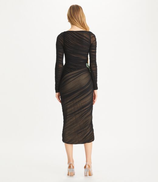 tory burch embellished viscose ruched dress