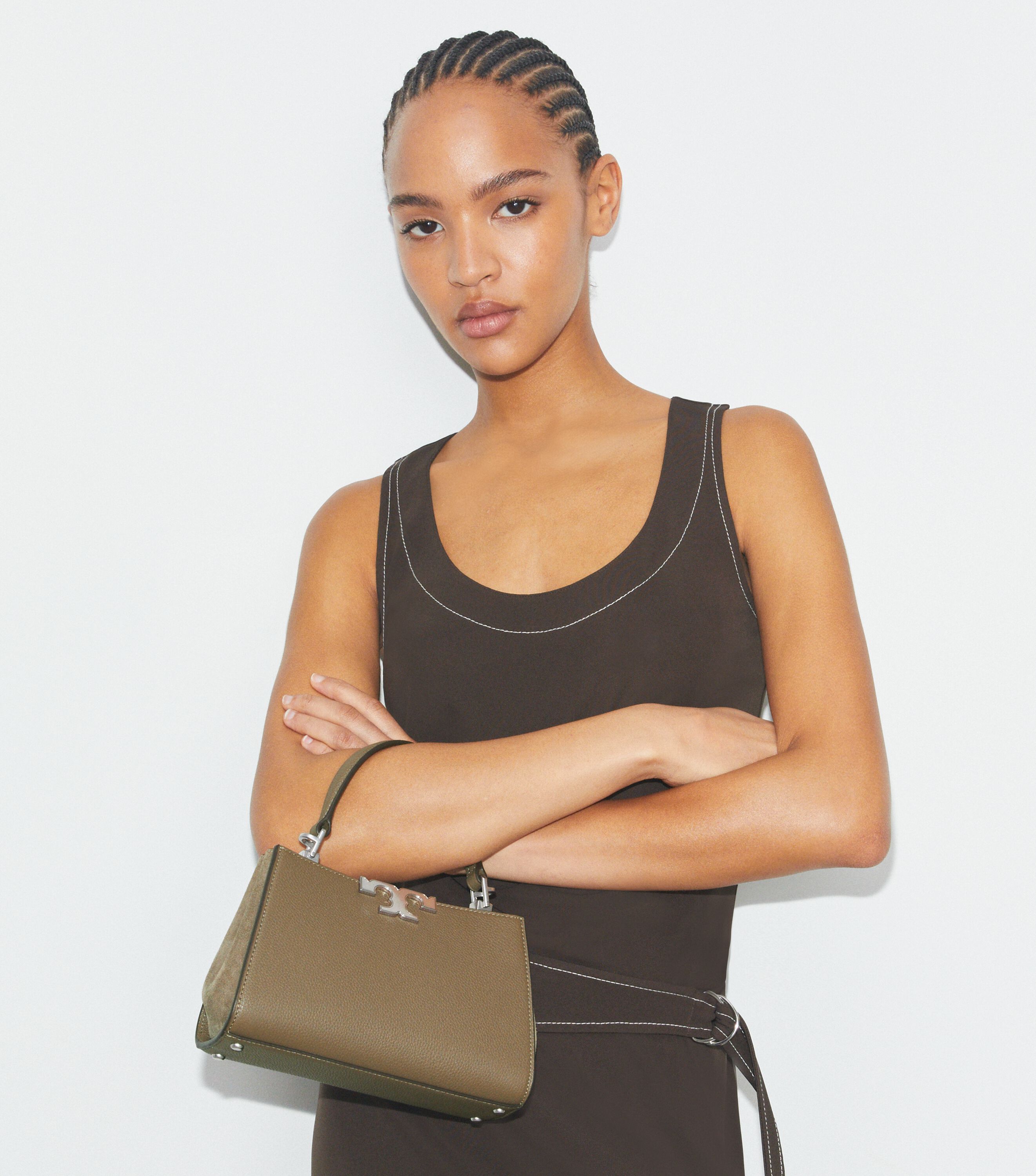 Mini Eleanor Pebbled Satchel, Wild Mushroom | Tory Burch UAE Mini Eleanor Pebbled Satchel, Wild Mushroom | Tory Burch UAE