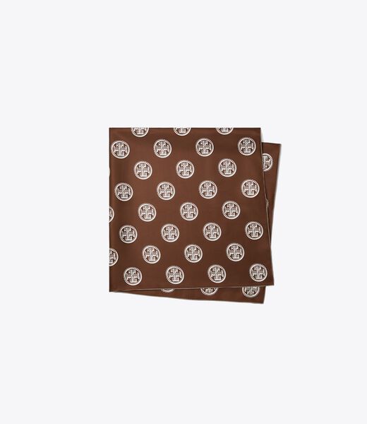 tory burch medallion logo silk square scarf