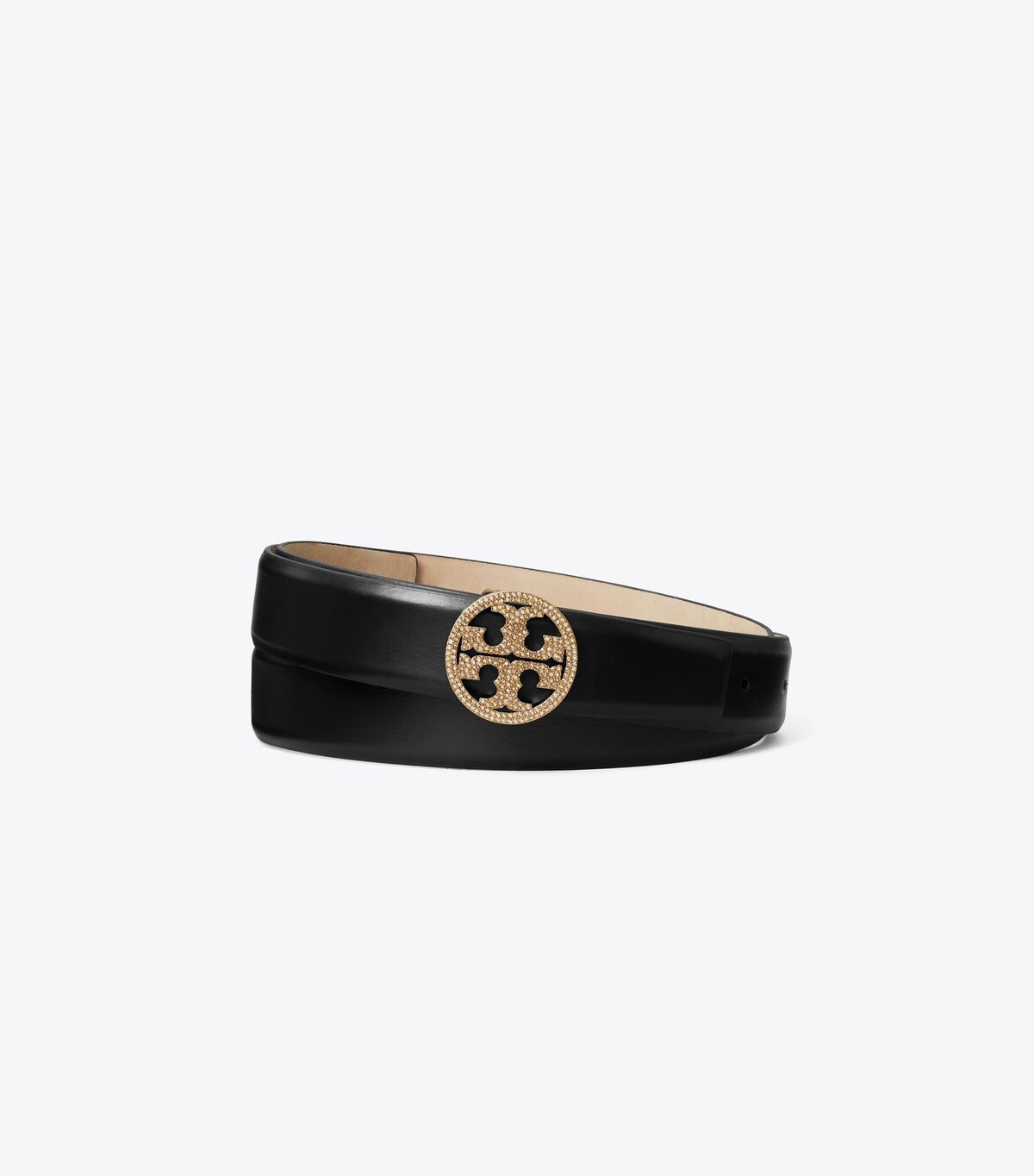 tory burch miller smooth leather pave logo belt