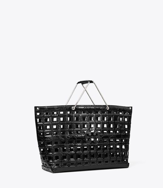 tory burch ella croc embossed market tote