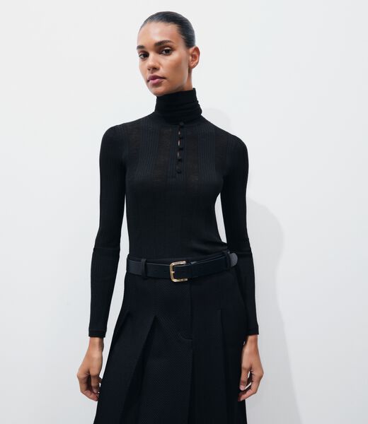 tory burch fine rib front tie sweater