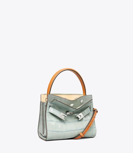 tory burch petite lee radziwill croc embossed double bag