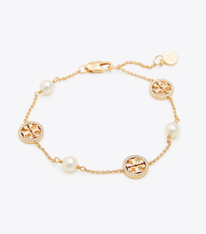 Crystal Pearl Logo Bracelet | Accessories | Tory Burch