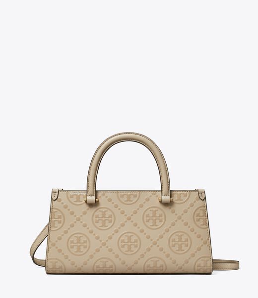 tory burch t monogram embossed small rectangular tote