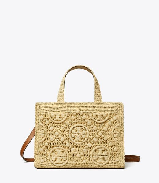 tory burch t monogram raffia top handle tote