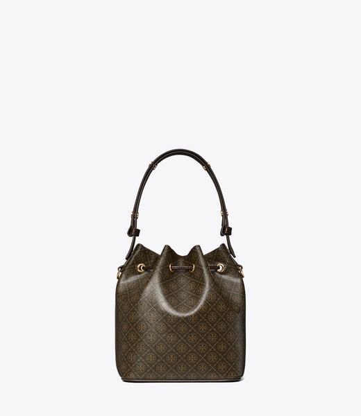 tory burch t monogram coated canvas bucket bag
