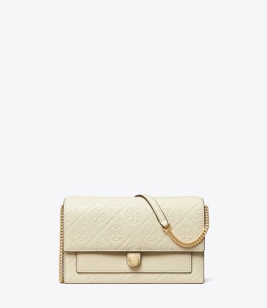 tory burch t monogram leather chain wallet