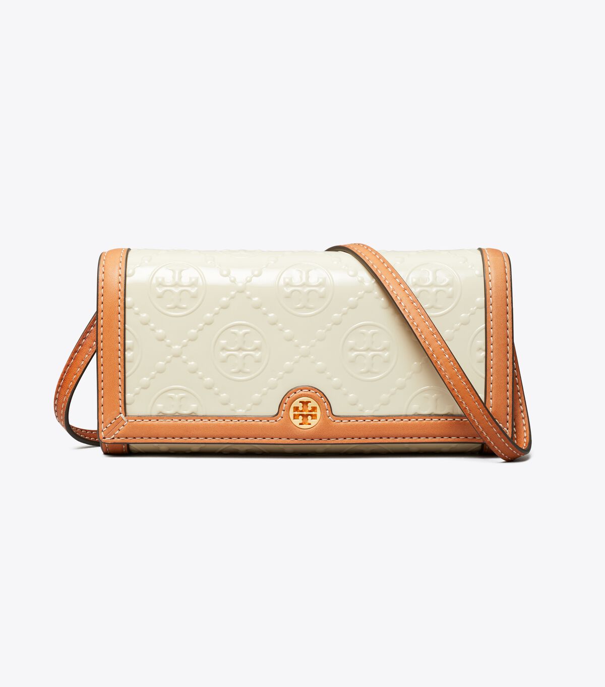 tory burch t monogram patent chain wallet