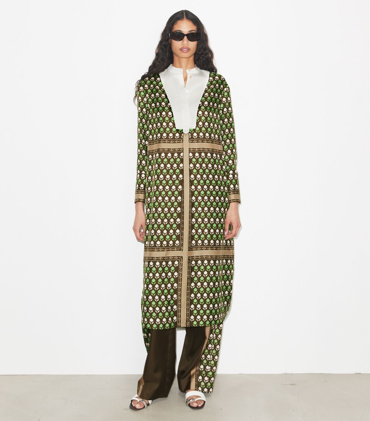 tory burch فستان قميص حريري